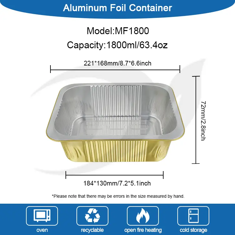 حاويات رقائق الألومنيوم مربعة يمكن التخلص منها