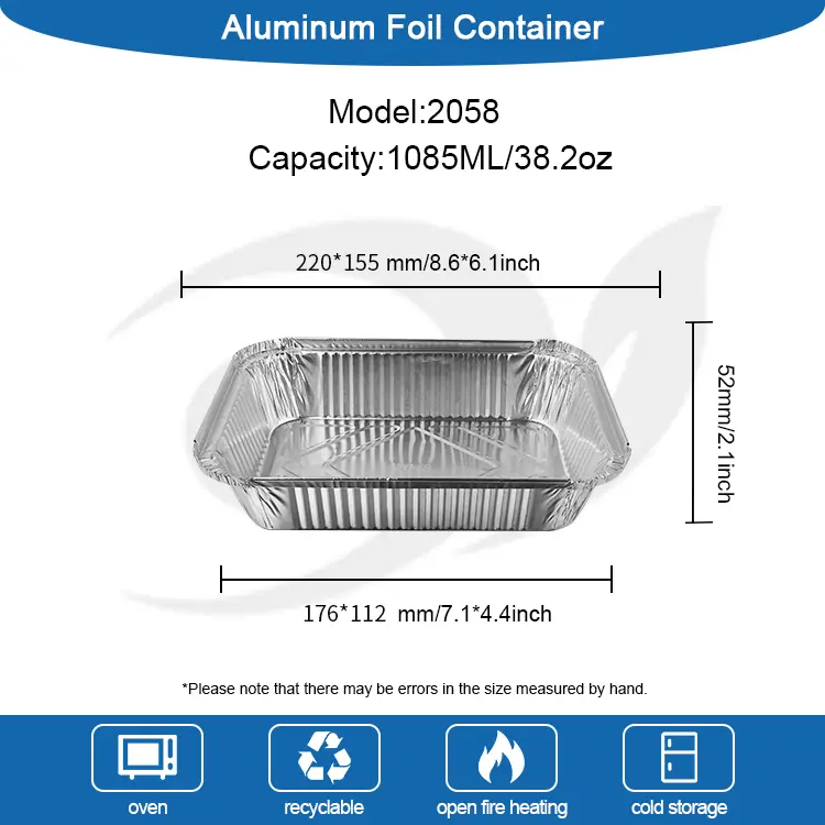 شواء يمكن التخلص منها مربع غداء الفضة حاويات رقائق الألومنيوم