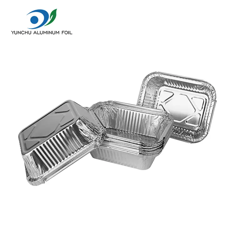 شواء مستطيل حاويات رقائق الألومنيوم الفضية شواء مستطيل حاويات رقائق الألومنيوم الفضية