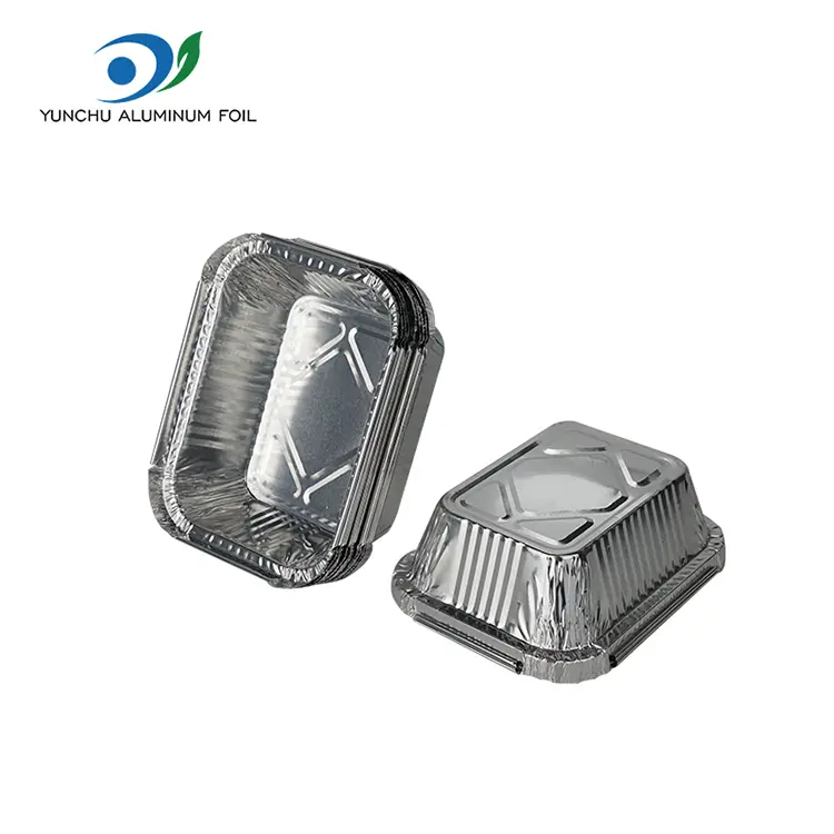 شواء مستطيل حاويات رقائق الألومنيوم الفضية