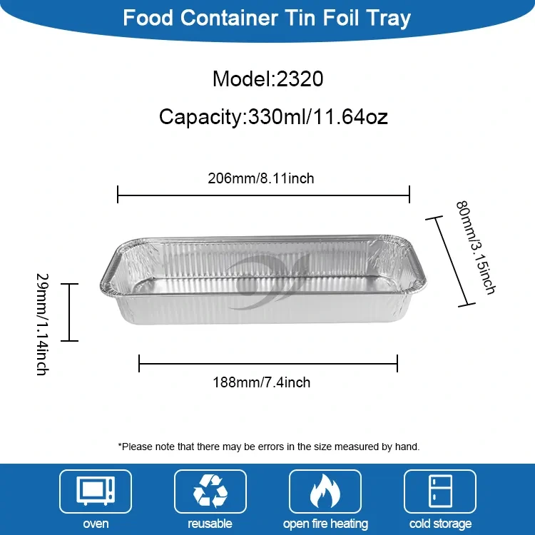 حاويات رقائق الفضة الخبز المستطيلة الخبز