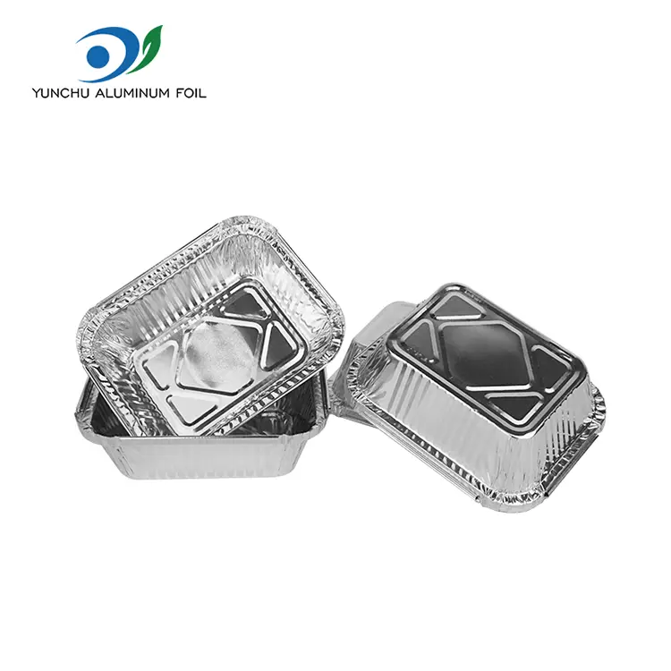 شواء مستطيل حاويات رقائق الألومنيوم الفضية