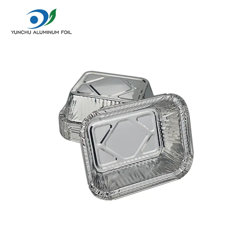 شواء مستطيل حاويات رقائق الألومنيوم الفضية