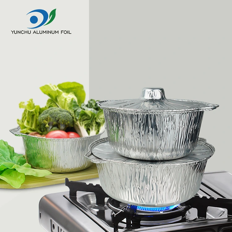 الأواني الساخنة التي يمكن التخلص منها حاويات رقائق الألومنيوم الفضية