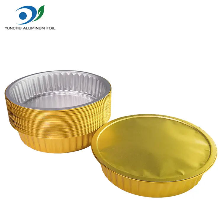 صواني الشواء التي يمكن التخلص منها حاويات رقائق الألومنيوم الذهبية