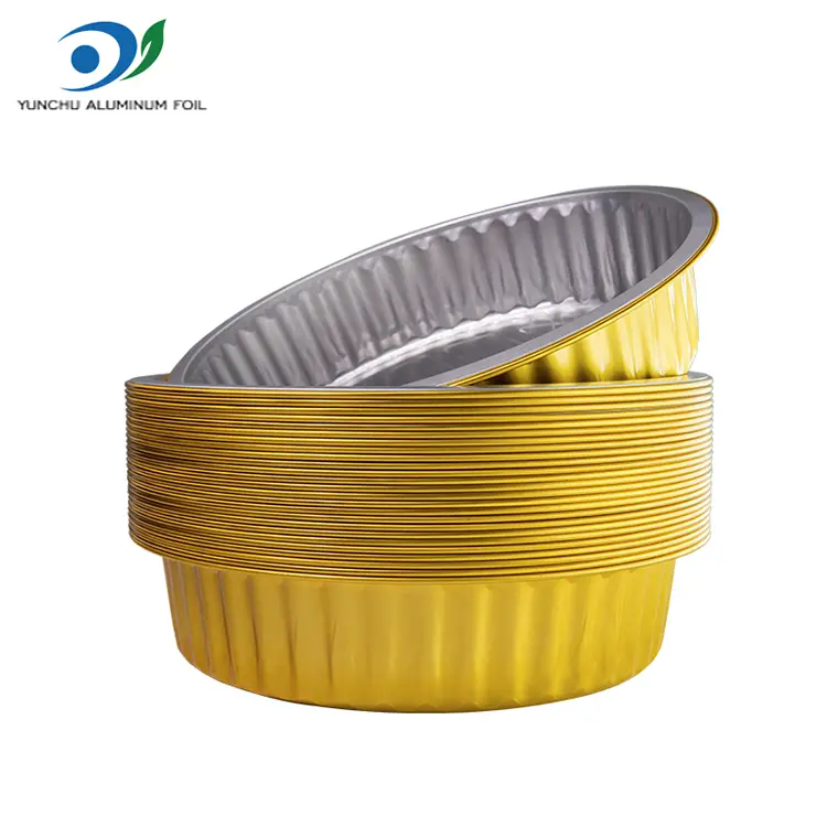 صواني الشواء التي يمكن التخلص منها حاويات رقائق الألومنيوم الذهبية