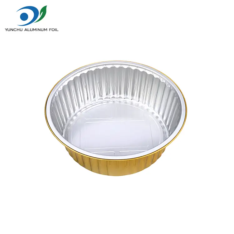 صواني الشواء التي يمكن التخلص منها حاويات رقائق الألومنيوم الذهبية