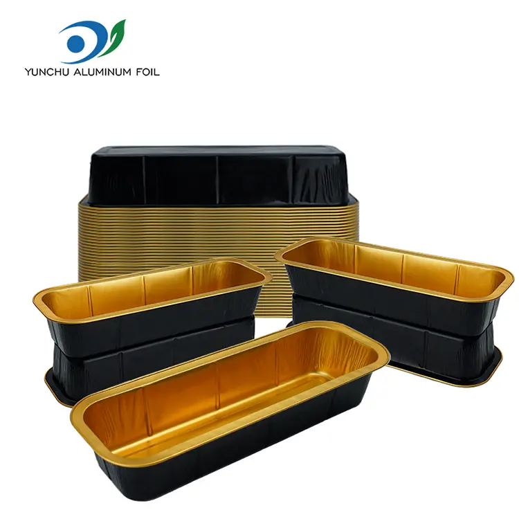 خبز الفرن المستطيل ناعم حاويات رقائق الألومنيوم خبز الفرن المستطيل ناعم حاويات رقائق الألومنيوم