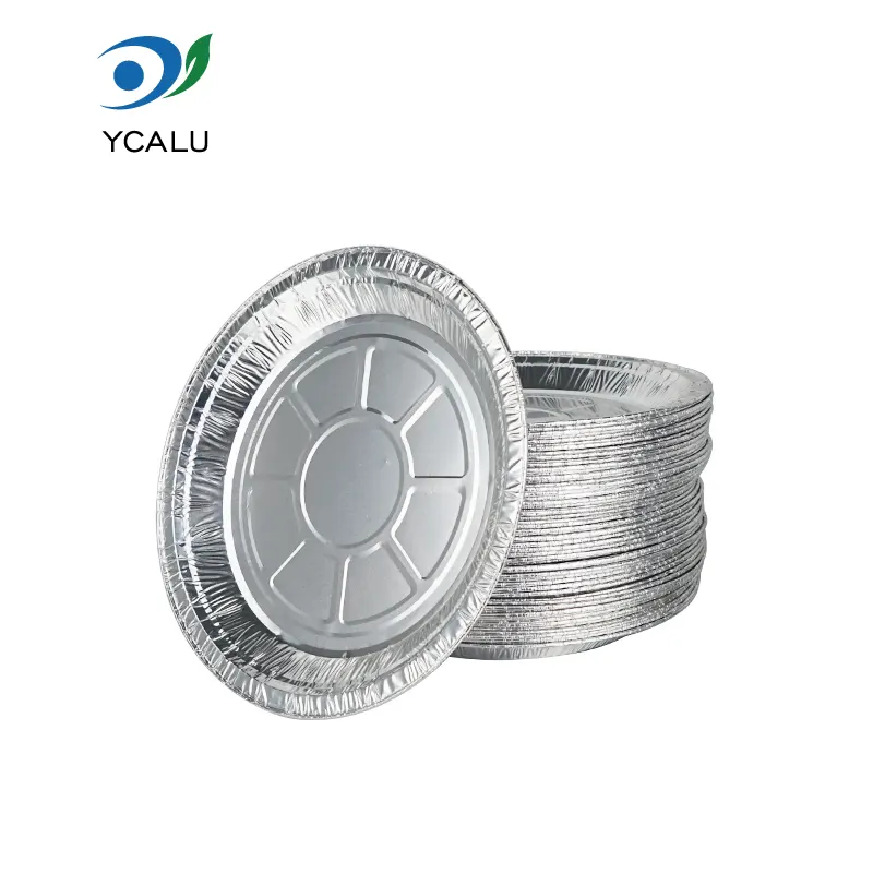 مقلاة هوائية على شكل قرص للاستعمال مرة واحدة، حاويات طعام من رقائق الألومنيوم الفضية