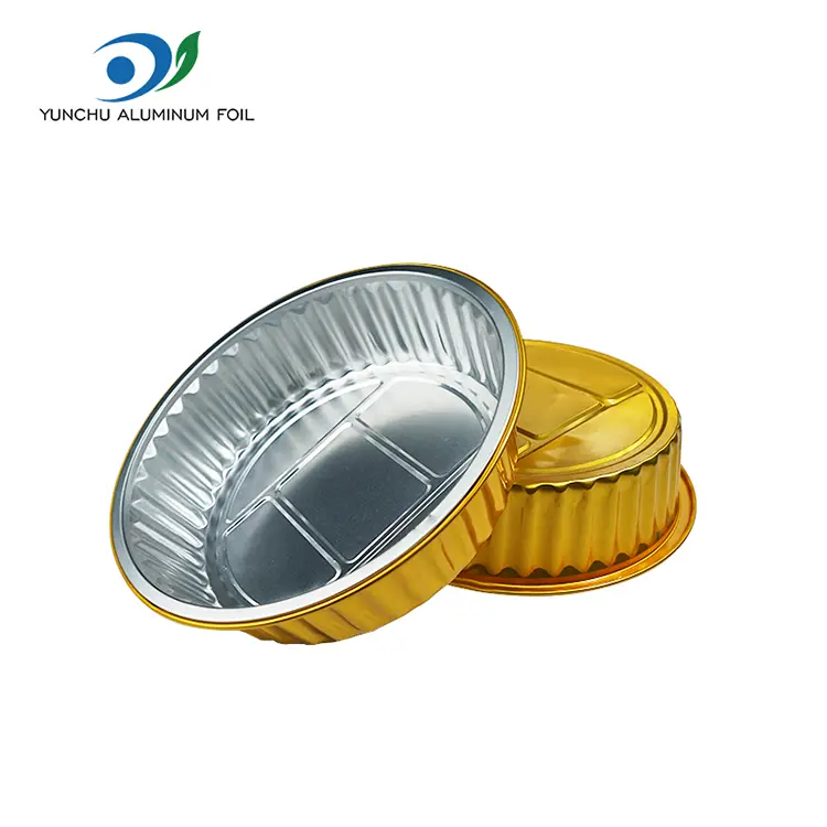 قابلية للتصرف في حاويات رقائق الألومنيوم الذهبية جولة