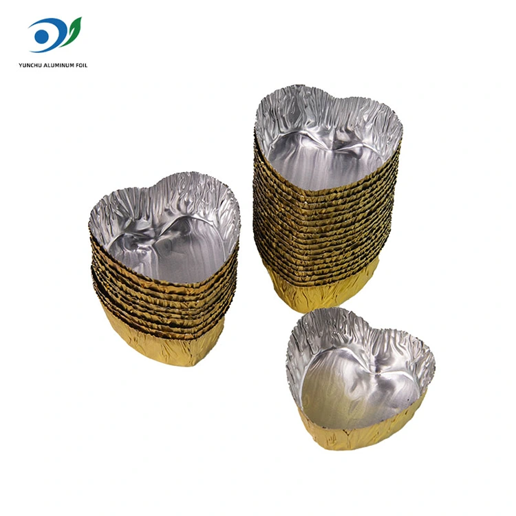 حاوية طعام من الألومنيوم الفضية المصغرة على شكل قلب