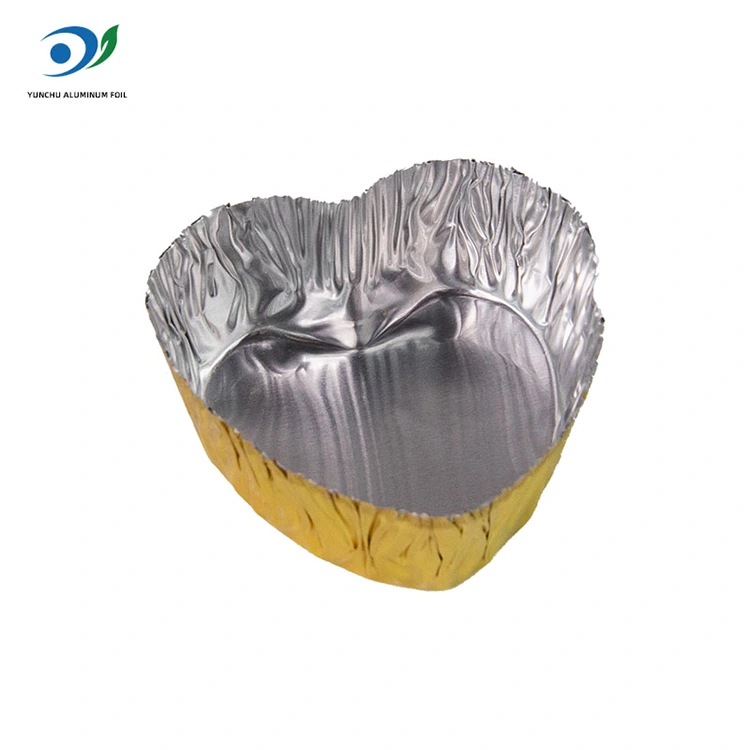 حاوية طعام من الألومنيوم الفضية المصغرة على شكل قلب