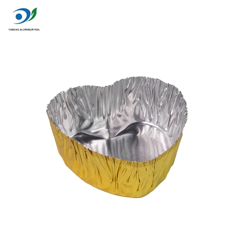 حاوية طعام من الألومنيوم الفضية المصغرة على شكل قلب