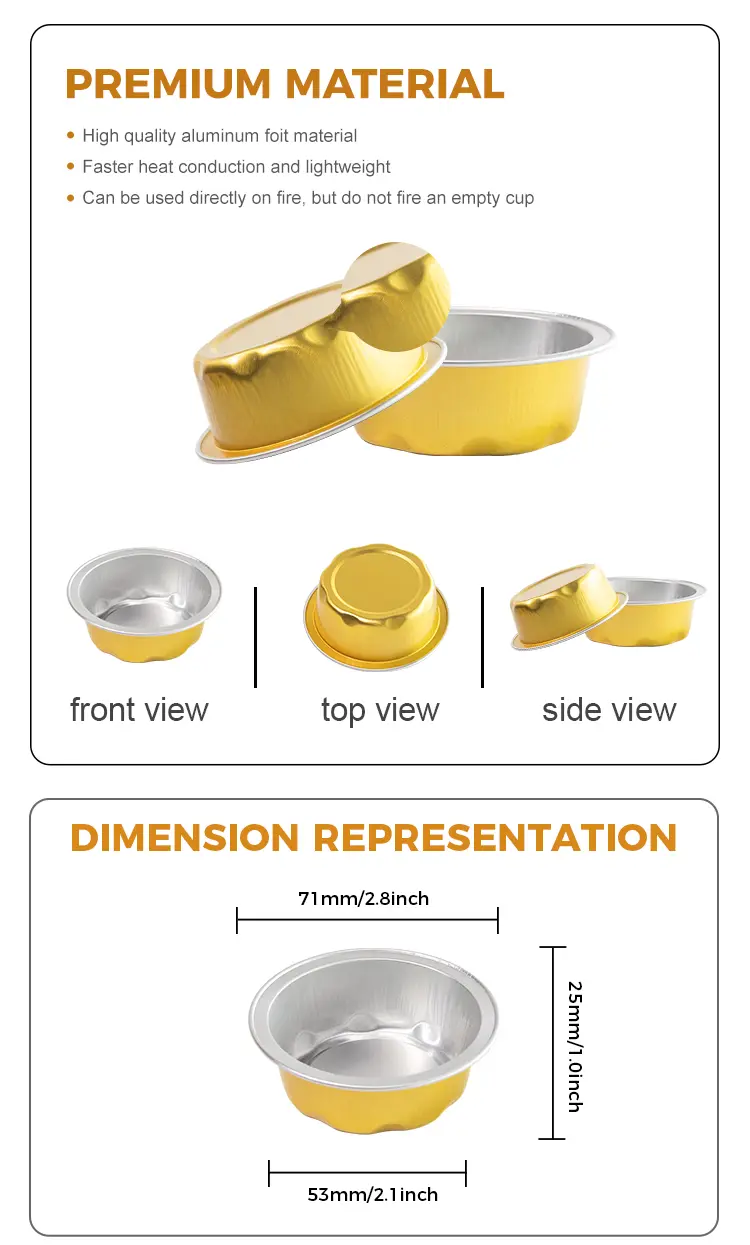 Round Cake Cup Smoothwall Aluminum Foil Containers