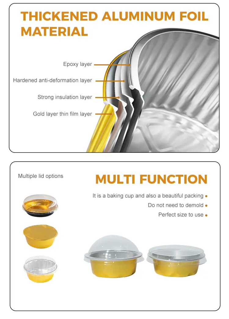 Round Cake Cup Smoothwall Aluminum Foil Containers