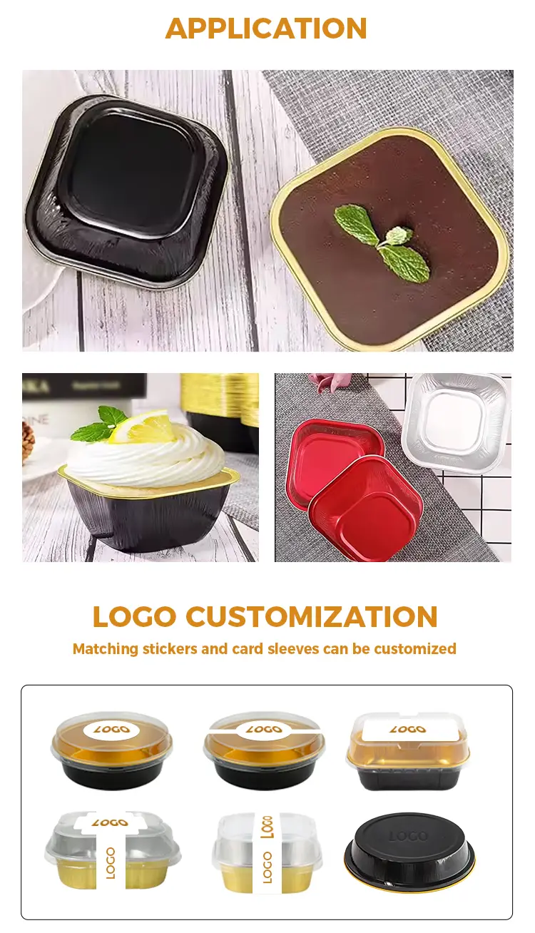 Square color baking Smoothwall Aluminum Foil Containers