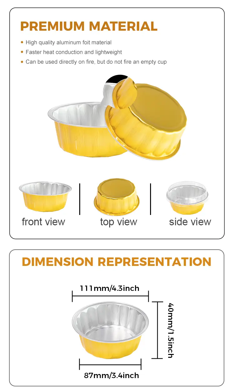 Round bowl for dessert Smoothwall Aluminum Foil Containers