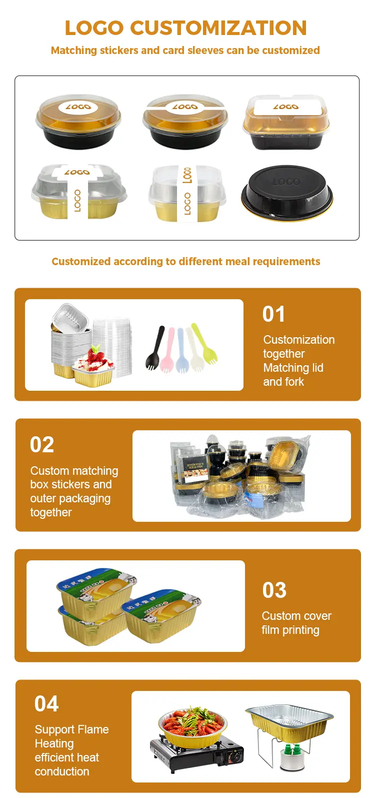 Disposable catering Golden Round Aluminum Foil Containers