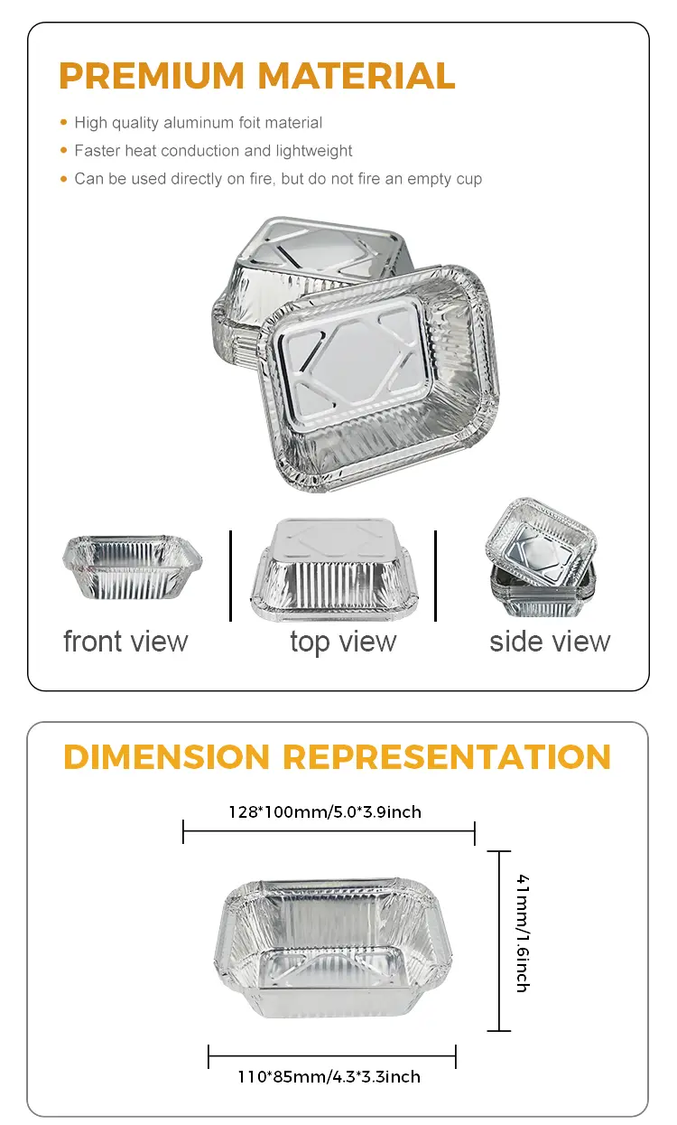 Rectangular barbecue Silver Aluminum Foil Containers