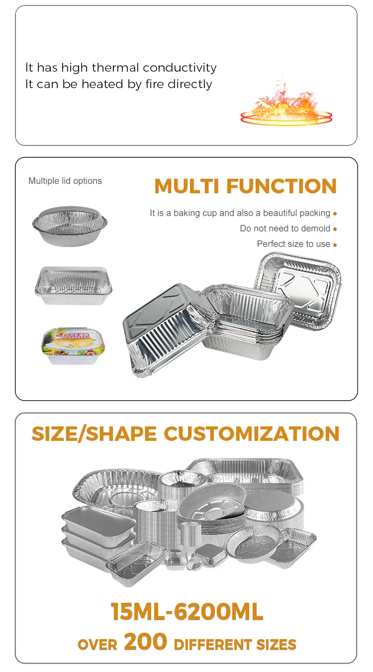 Rectangular barbecue Silver Aluminum Foil Containers