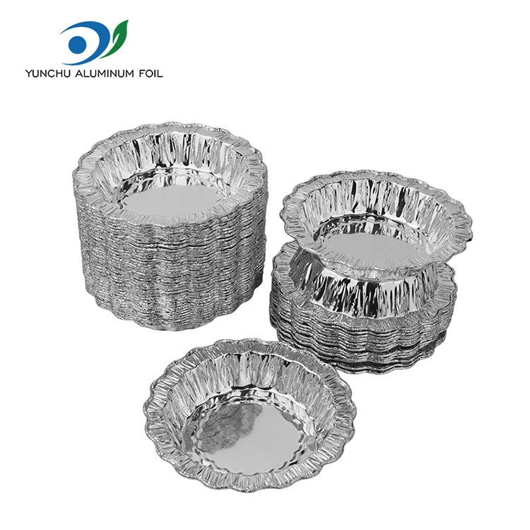حاويات من رقائق الألومنيوم الفضية لكعكة الخبز المستديرة من الدانتيل