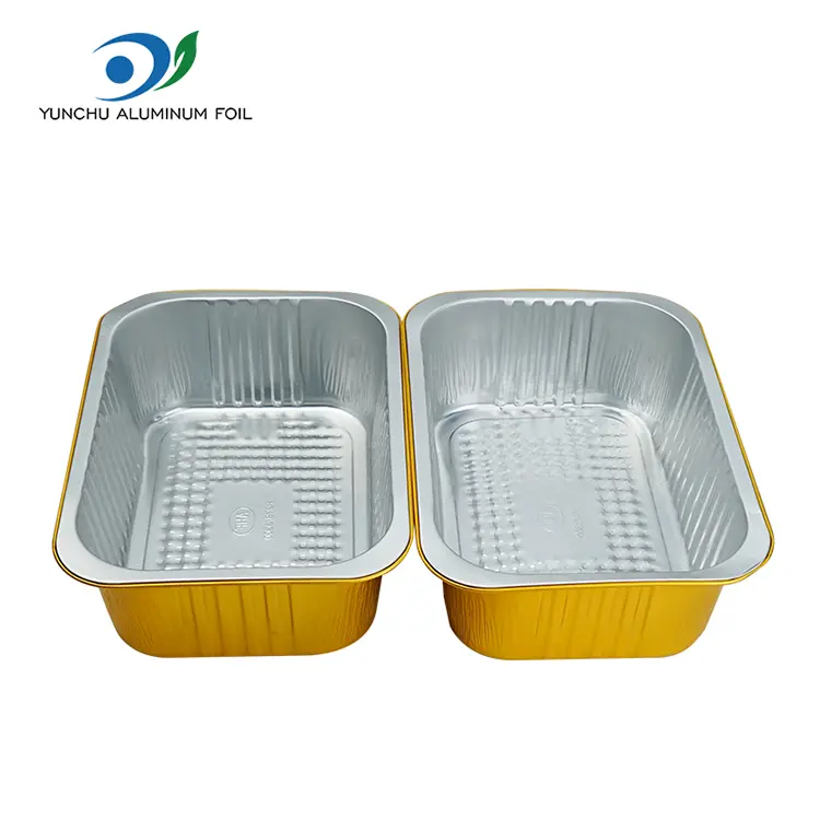 حاويات رقائق ألومنيوم ذهبية مستطيلة كبيرة