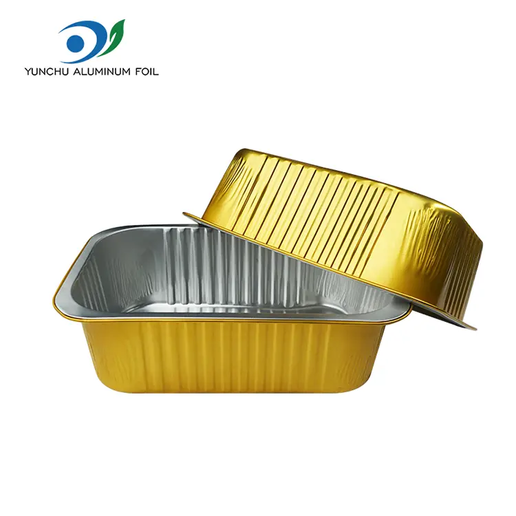 حاويات رقائق ألومنيوم ذهبية مستطيلة كبيرة