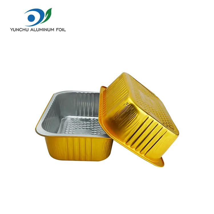 حاويات رقائق ألومنيوم ذهبية مستطيلة كبيرة