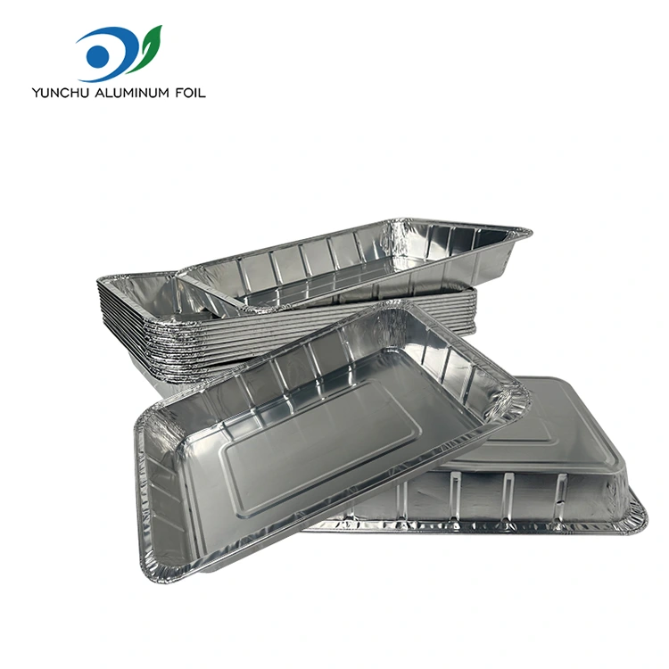 حاويات رقائق ألومنيوم فضية كبيرة من الأسماك المشوية