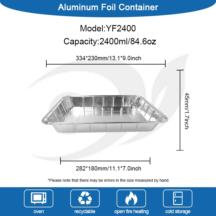 حاويات رقائق ألومنيوم فضية كبيرة من الأسماك المشوية