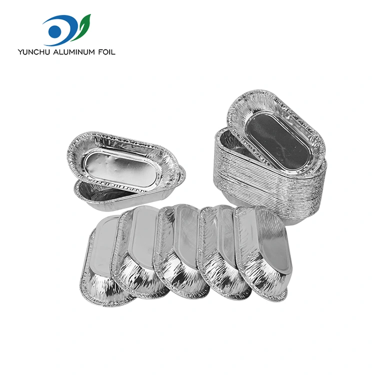 حاوية طعام من الألومنيوم الفضية البيضاوية حاوية طعام من الألومنيوم الفضية البيضاوية