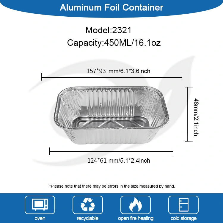 مقلاة الهواء مستطيلة شواء شواء الفضة حاويات رقائق الألومنيوم