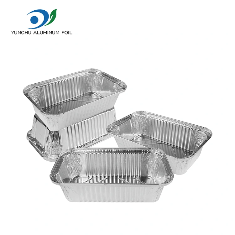 مقلاة الهواء مستطيلة تعبئة حاويات رقائق الألومنيوم الفضية مقلاة الهواء مستطيلة تعبئة حاويات رقائق الألومنيوم الفضية