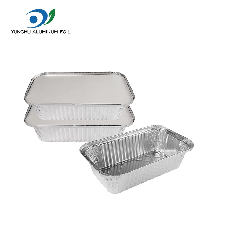 مقلاة الهواء مستطيلة تعبئة حاويات رقائق الألومنيوم الفضية