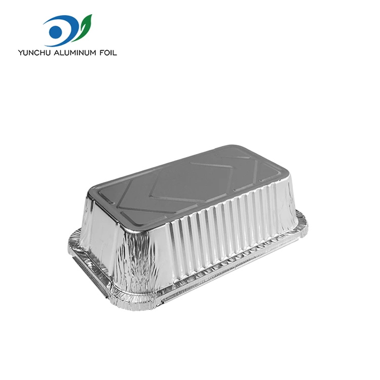 مقلاة الهواء مستطيلة تعبئة حاويات رقائق الألومنيوم الفضية