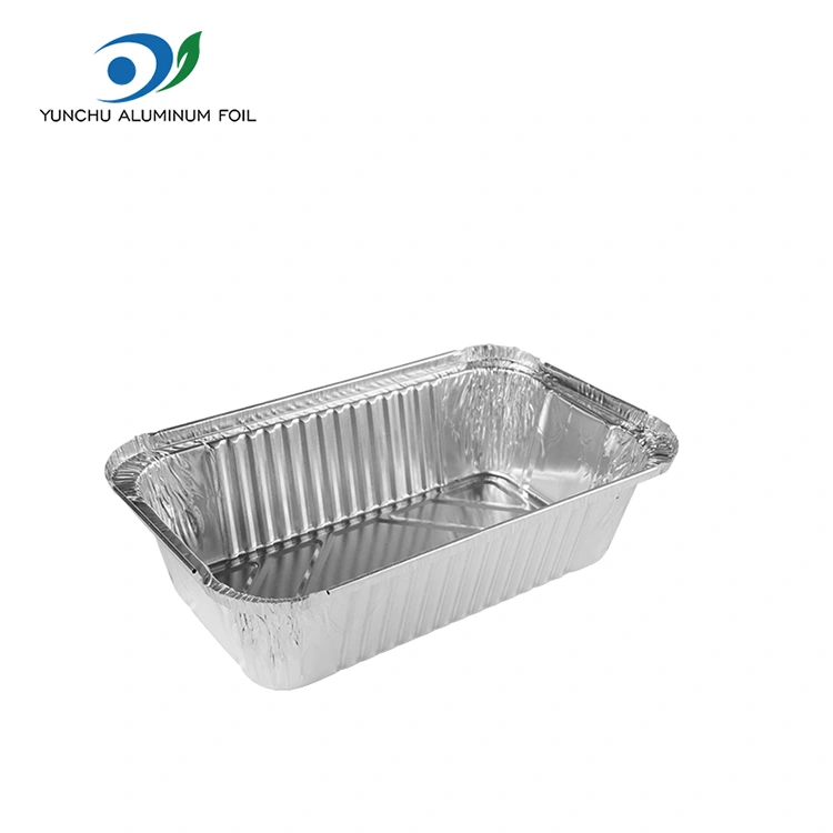 مقلاة الهواء مستطيلة تعبئة حاويات رقائق الألومنيوم الفضية