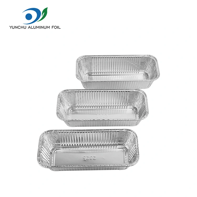مقلاة الهواء مستطيلة الوجبات الجاهزة حاويات رقائق الألومنيوم الفضية