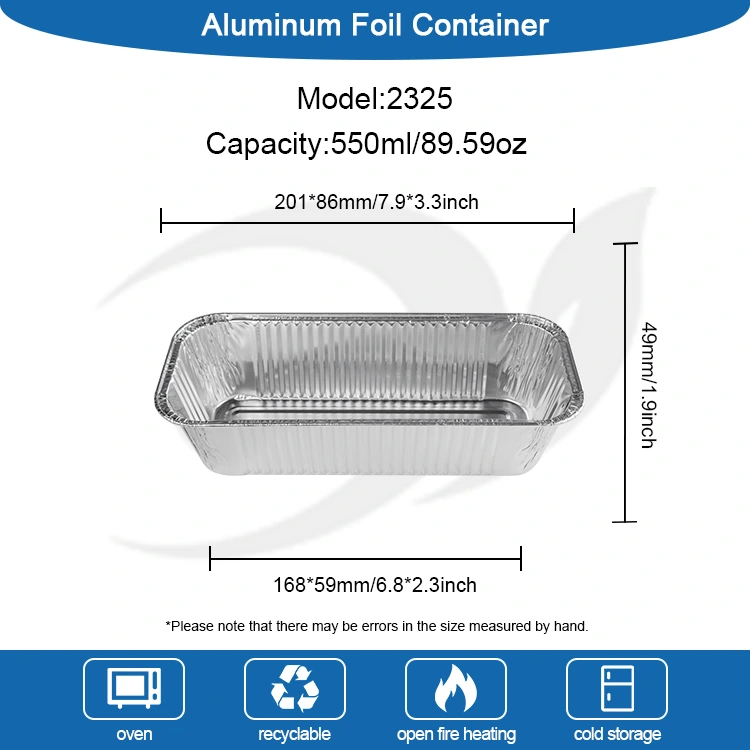 مقلاة الهواء مستطيلة الوجبات الجاهزة حاويات رقائق الألومنيوم الفضية