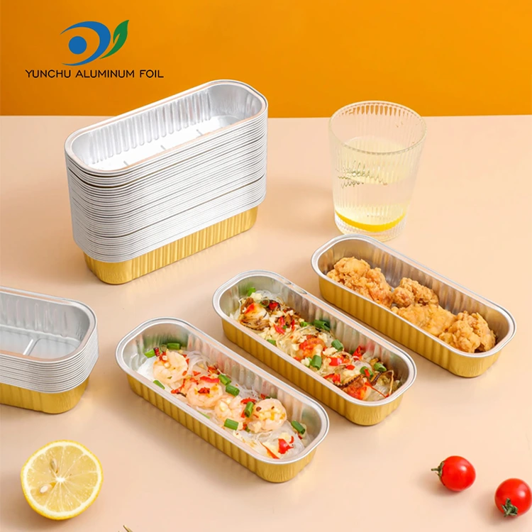 كعكة الخبز المستطيلة ناعم حاويات رقائق الألومنيوم