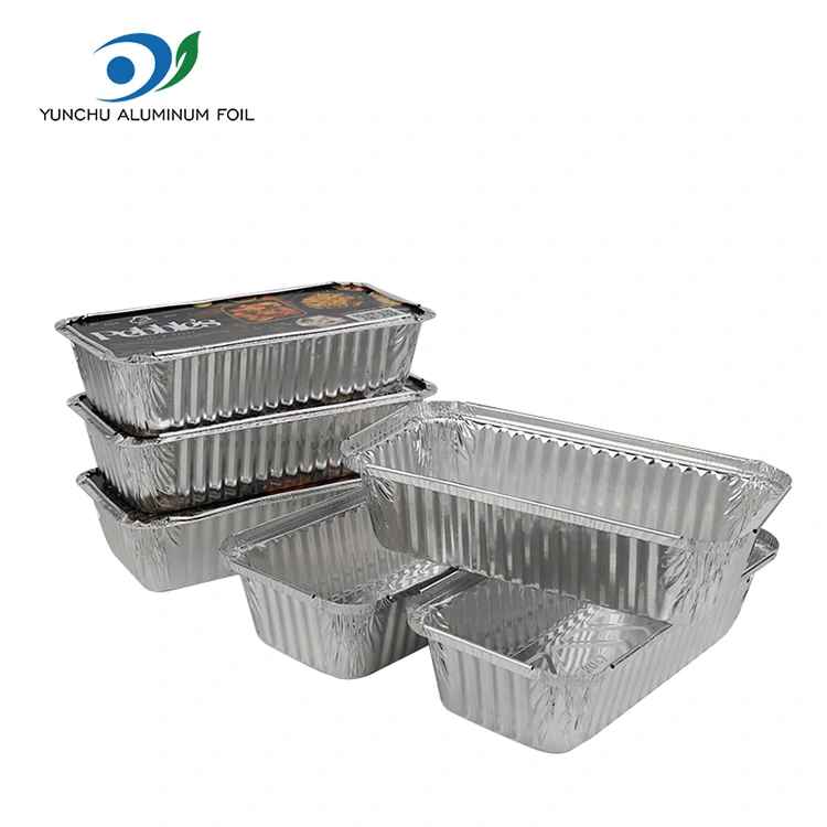 شواء مستطيلة حاويات رقائق الألومنيوم الفضية السميكة