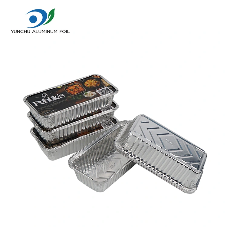 شواء مستطيلة حاويات رقائق الألومنيوم الفضية السميكة