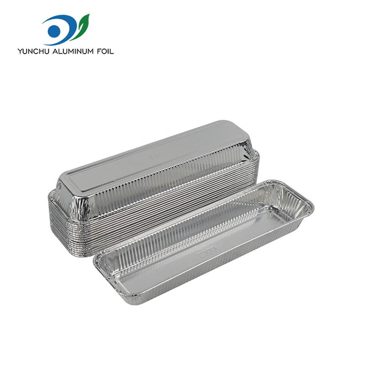 خبز مستطيل هواء مقلاة الفضة حاويات رقائق الألومنيوم