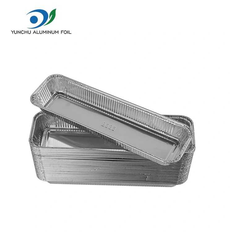 خبز مستطيل هواء مقلاة الفضة حاويات رقائق الألومنيوم
