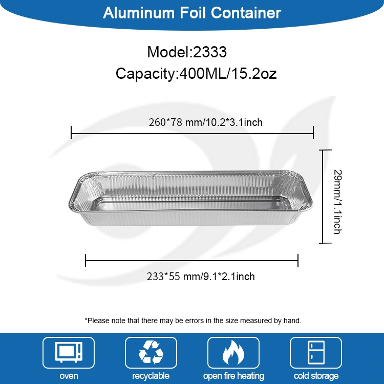 خبز مستطيل هواء مقلاة الفضة حاويات رقائق الألومنيوم