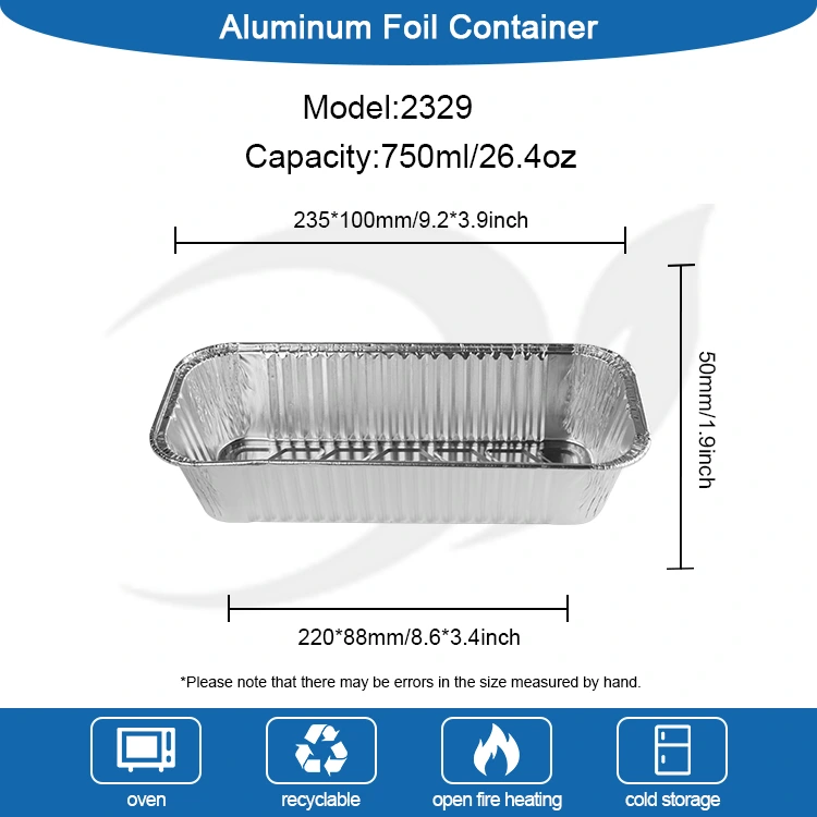 صينية خبز مستطيلة ورقة خبز الفضة حاويات رقائق الألومنيوم