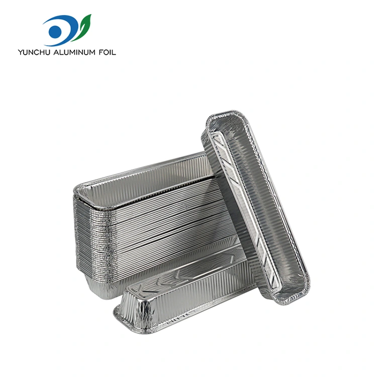 صينية خبز مستطيلة خبز حاويات رقائق الألومنيوم الفضية