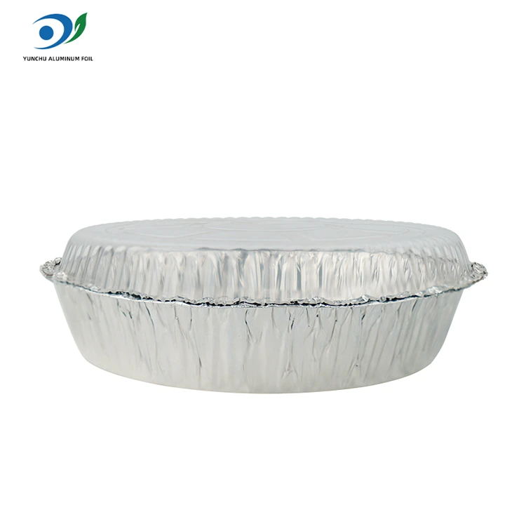 مقلاة الهواء الدائرية وعاء الساخن الفضة حاوية طعام رقائق الأطعمة