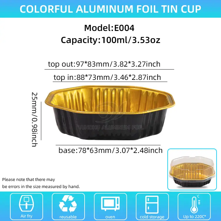 كوب كعكة على شكل خاص ناعم حاويات رقائق الألومنيوم
