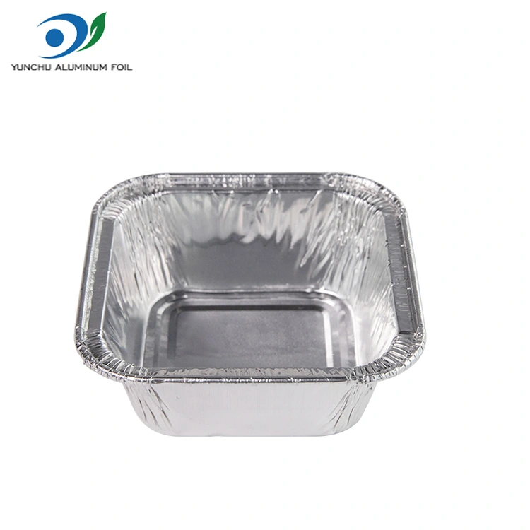 مقلاة الهواء المربعة حاويات رقائق الألومنيوم الفضية