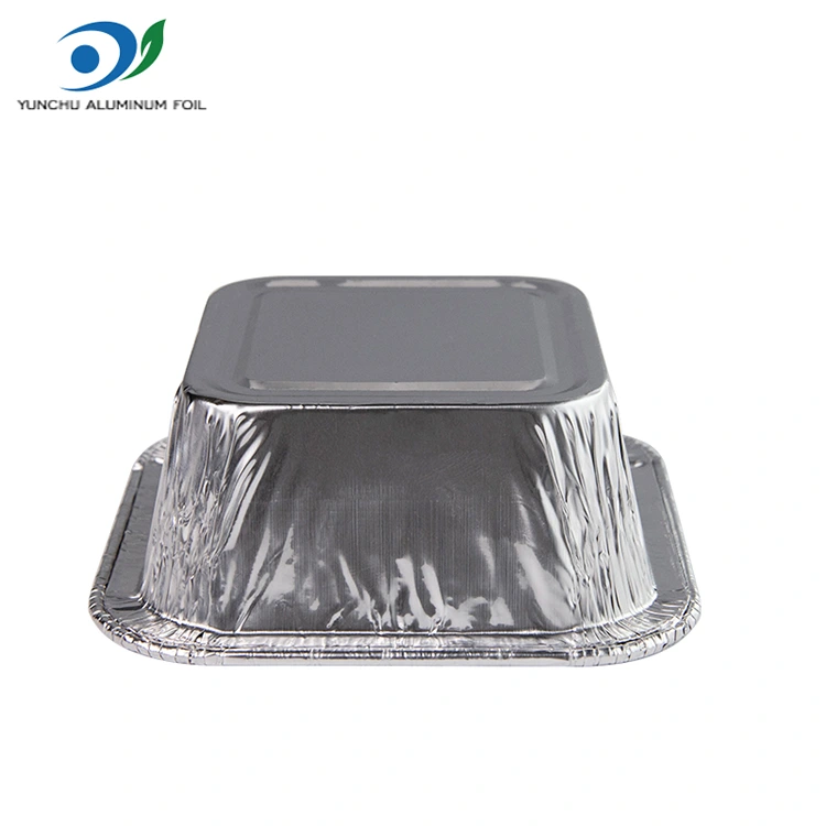 مقلاة الهواء المربعة حاويات رقائق الألومنيوم الفضية
